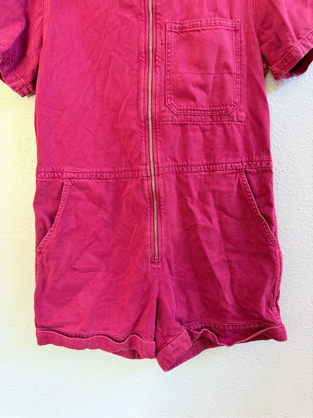 AMO Red Short-Sleeve Zip Front Romper - Picture 5 of 9